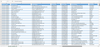 Contact data of all acoustic insulation companies in the UK
