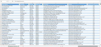 Contact data of all bricklaying contractors in the UK
