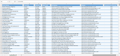 Contact data of all locksmiths in the UK
