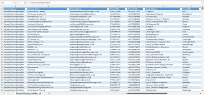 Contact data of all parquet flooring installers in the UK