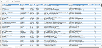 Database of all sports bars in the UK